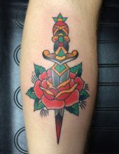 Traditional dagger tattoo by Kevin Riley at Studio One Tattoo Norwood PA Philadelphia